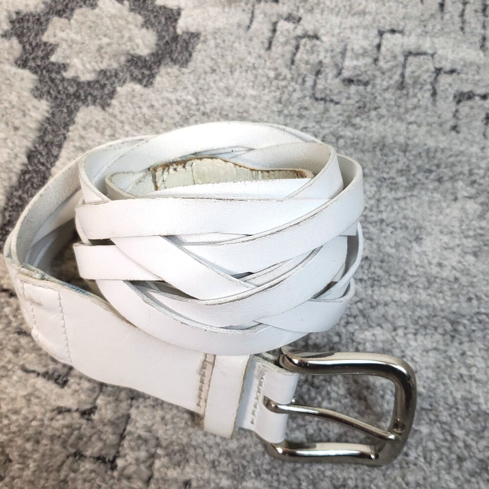 White leather Braided women's belt size Med